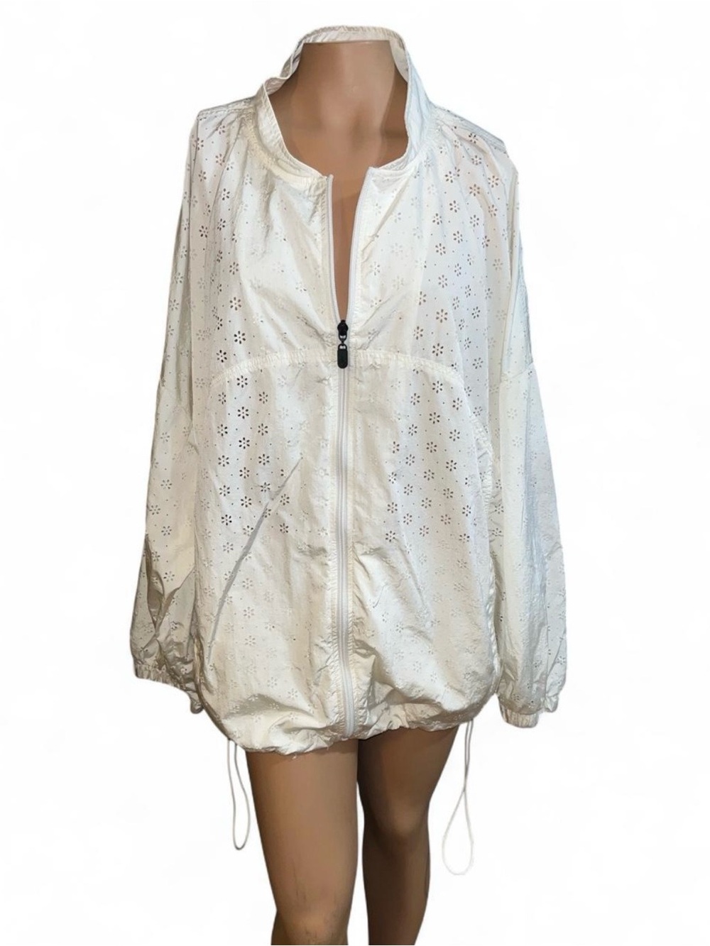 Tru by Torrid White Eyelet Full-Zip Windbreaker Jacket